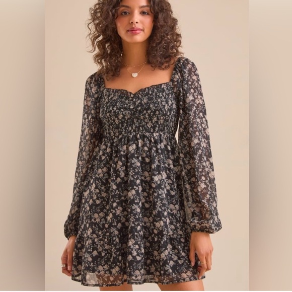 Altar'd State Dresses & Skirts - Altar’d State XS Brentwood Floral Mini Dress Whimsigoth Smock Bustier babydoll